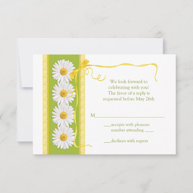 Carte de réponse de petit mariage à marguerite bla (Devant)