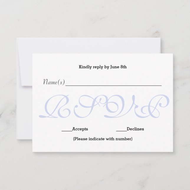 Carte de réponse de réception RSVP - Fond Bleu (Devant)