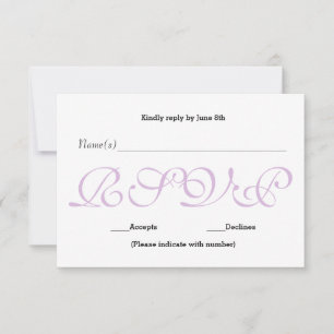 Carte de réponse de réception RSVP - Fond Violet