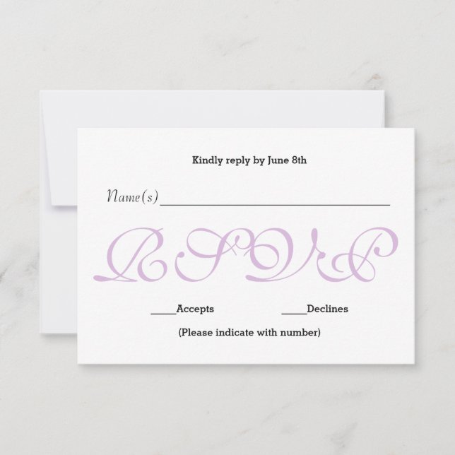 Carte de réponse de réception RSVP - Fond Violet (Devant)