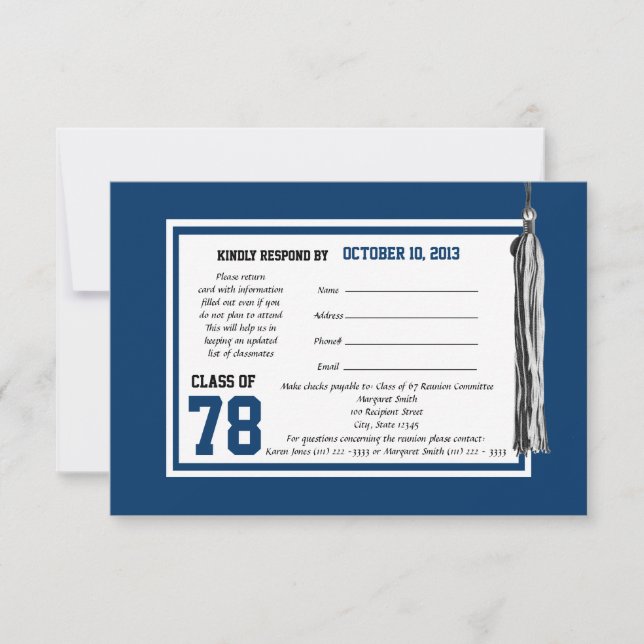 Carte de réponse de réunion de classe (Devant)