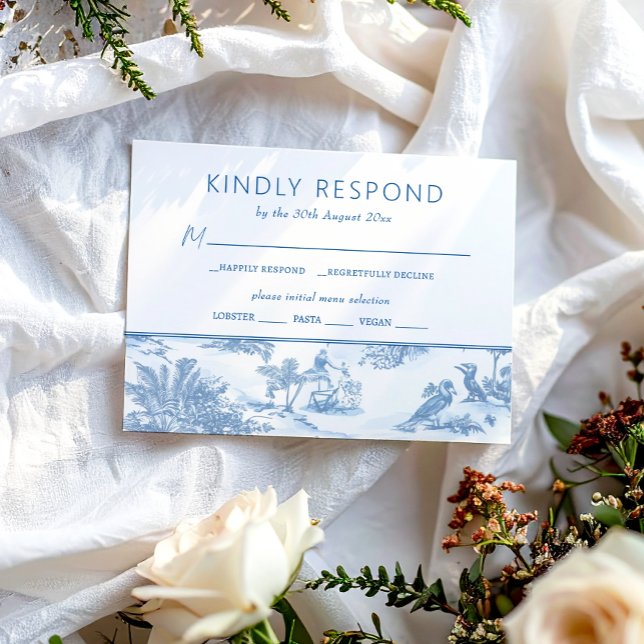 Carte de réponse de RSVP de mariage Toile Côtière  (Créateur téléchargé)