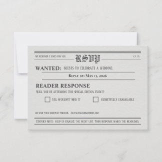 Carte de réponse de RSVP de style journal pour mar
