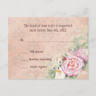 Carte de réponse de RSVP - roses et zantedeschias