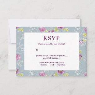 Carte de réponse de sauge de fleur d'aquarelle vio