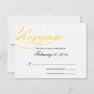 Carte de réponse de script élégante - Jaune