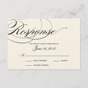Carte de réponse de script élégante - noir/blanc d