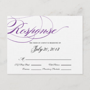 Carte de réponse de script élégante - violet