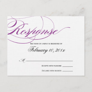 Carte de réponse de script élégante - violet