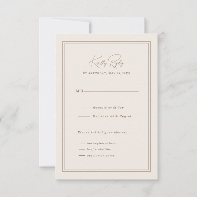 Carte de réponse de trame simple et simple minimal (Devant)