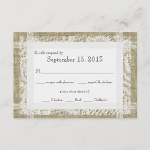 Carte de réponse Dentelle et Burlap