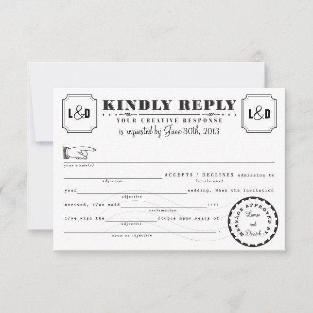 Carte de réponse des Libs Telegram noir et blanc (Devant)