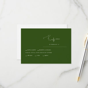 Carte de réponse des options de dîner vert foncé