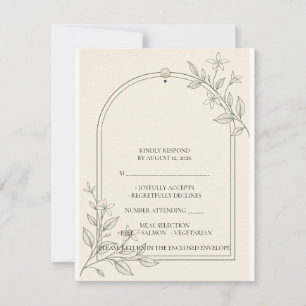 Carte de réponse détaillée de mariage botanique ol