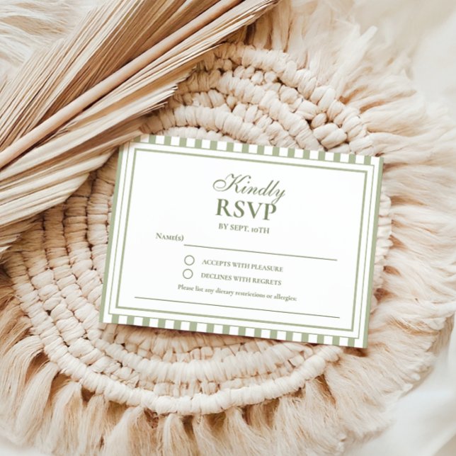 Carte de réponse d'invitation de mariage à rayure  (Créateur téléchargé)