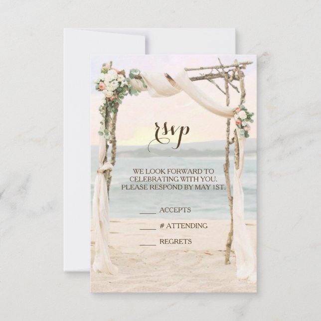 Carte de réponse d'invitation de mariage Beach Arb (Devant)