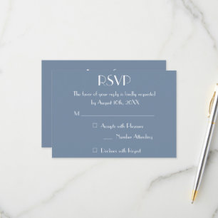 Carte de réponse d'invitation de mariage bleu pous