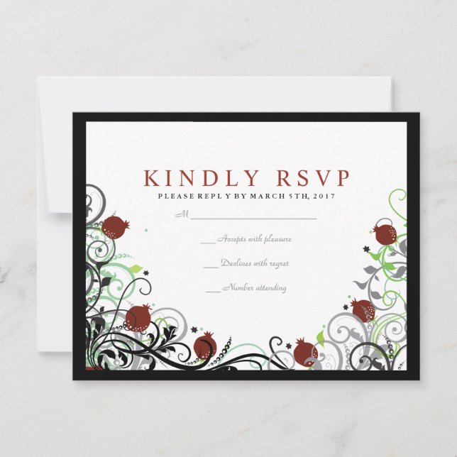 Carte de réponse d'invitation de mariage juif à la (Devant)