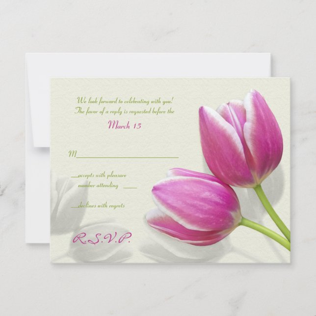 Carte de réponse d'invitation de mariage Tulipe ro (Devant)