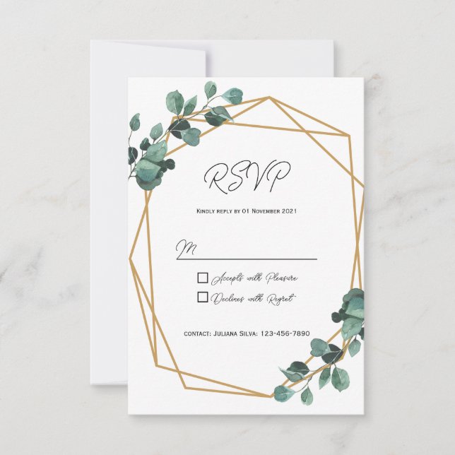Carte de réponse d'invitation de verdure rustique (Devant)