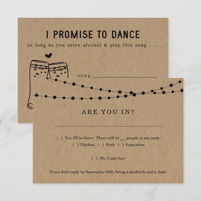 Carte de réponse d'invitation drôle avec demande d (Devant / Derrière)