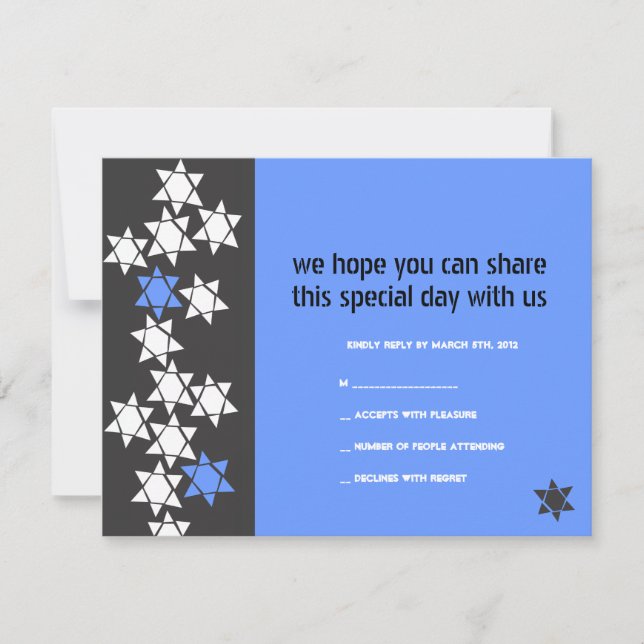 Carte de réponse d'invitation pour Bar Mitzvah Cré (Devant)
