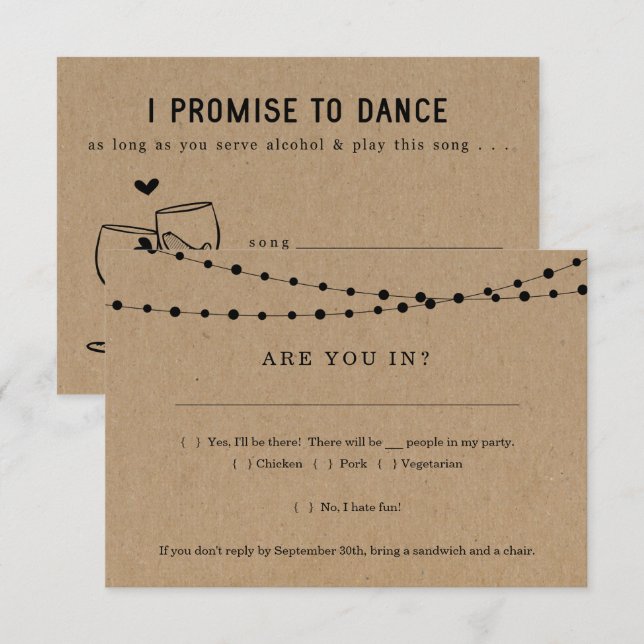 Carte de réponse drôle d'invitation avec demande d (Devant / Derrière)