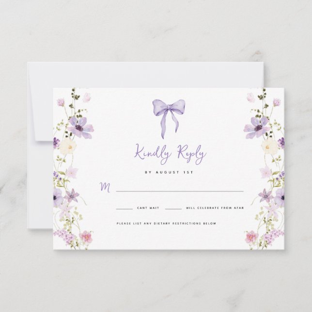 Carte de réponse du Baby shower RSVP Fleur sauvage (Devant)