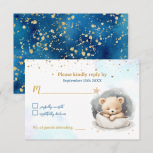 Carte de réponse du Baby shower Sleepy Teddy Bear