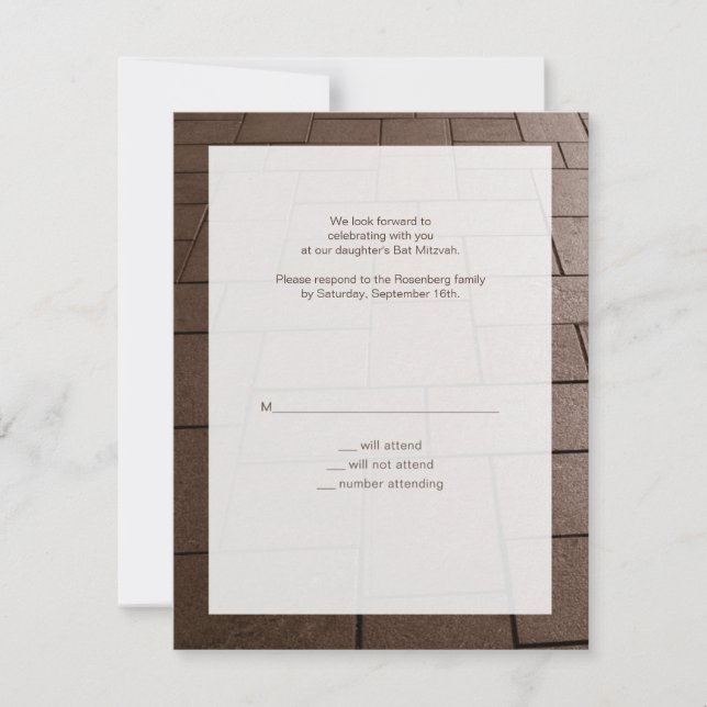 Carte de réponse du bat mitzvah Bimah Movie RSVP (Devant)