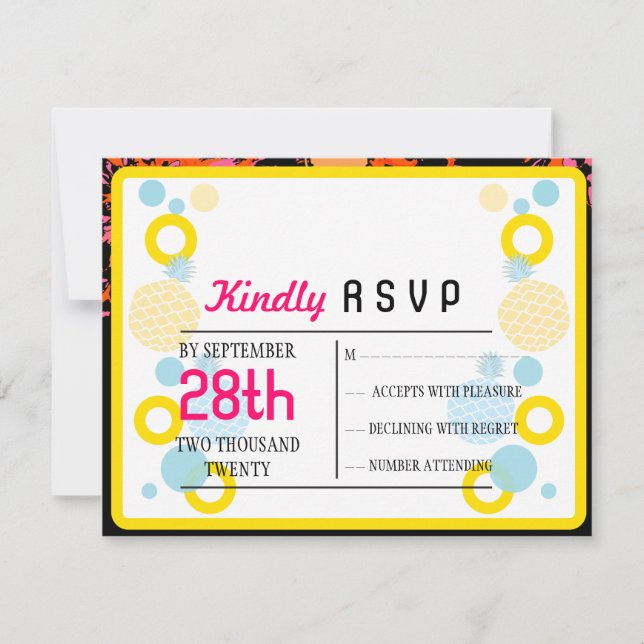 Carte de réponse du Bat mitzvah de fleurs de print (Devant)