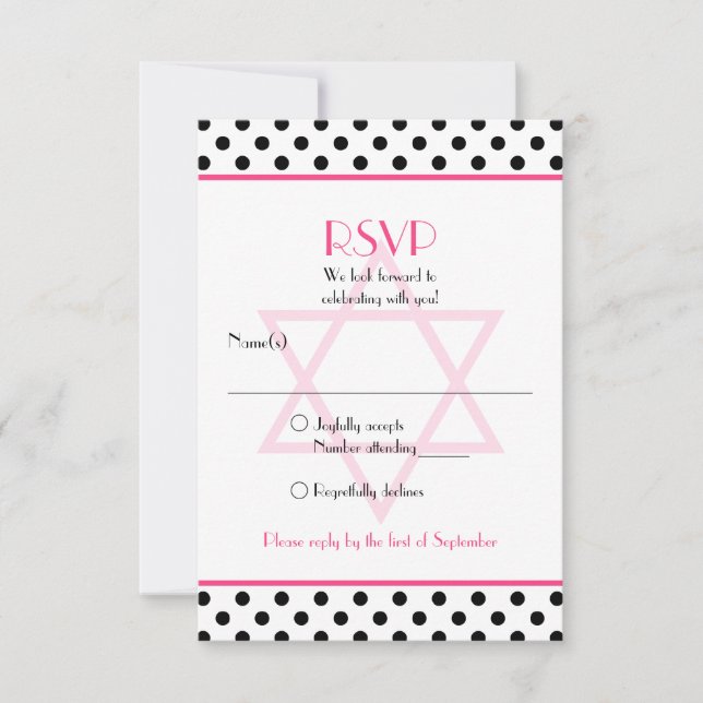 Carte de réponse du Bat mitzvah de point Polka Noi (Devant)