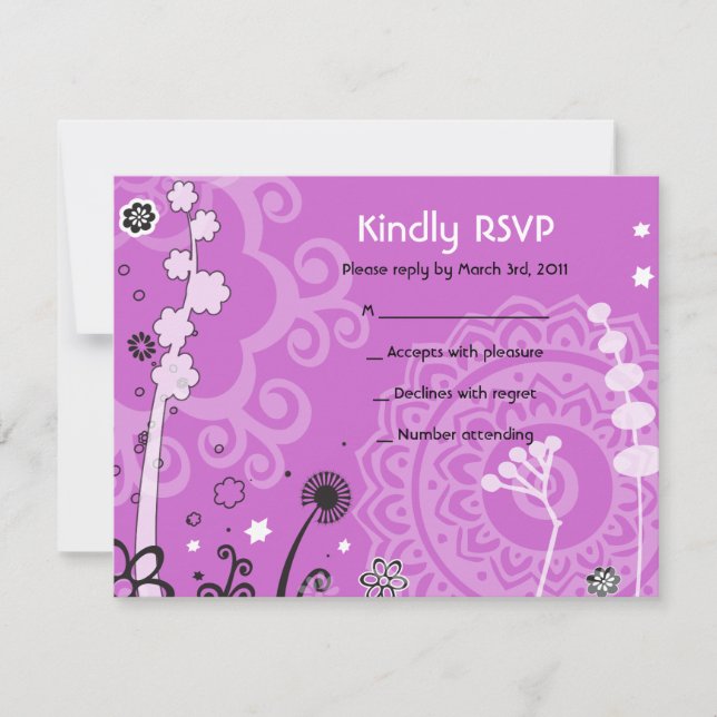 CARTE DE RÉPONSE DU Bat mitzvah FLORAL GRAS ET BEA (Devant)