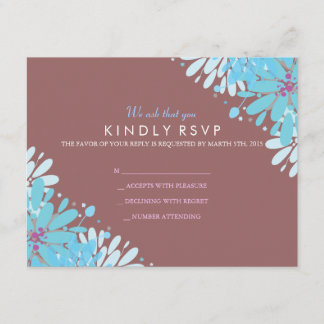 Carte de réponse du Bat mitzvah KINDA BLUE FLEURS