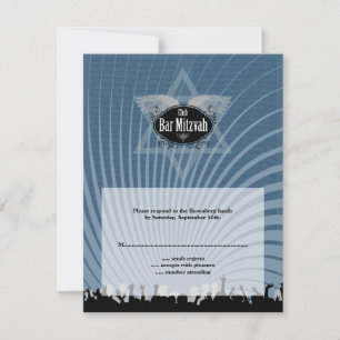Carte- de réponse du bleu marine de Mitzvah de