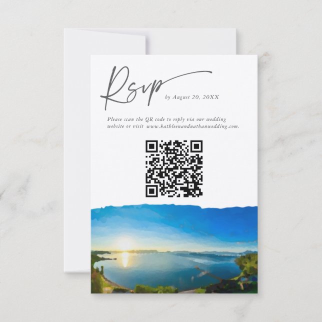 Carte de réponse du code QR de destination du lac  (Devant)