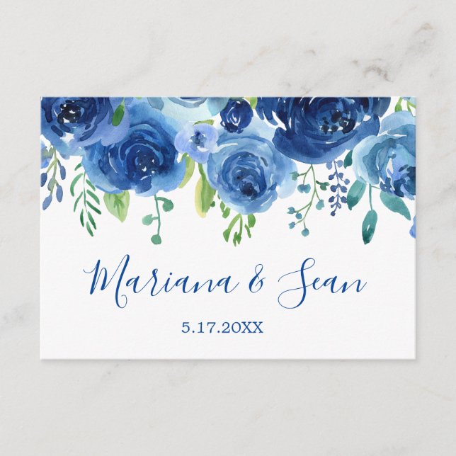 Carte de réponse du code QR du Mariage bleu de la  (Devant)
