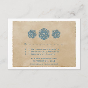 Carte de réponse du joueur de dés Blue Grunge D20