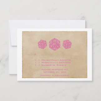 Carte de réponse du joueur de dés Pink Grunge D20