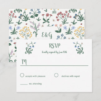 Carte de réponse du Mariage aux fleurs lunaires co