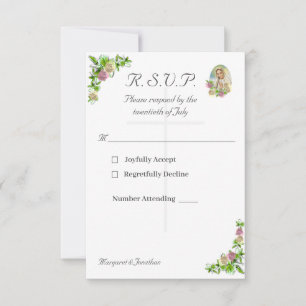 Carte de réponse du Mariage catholique Vierge Mari