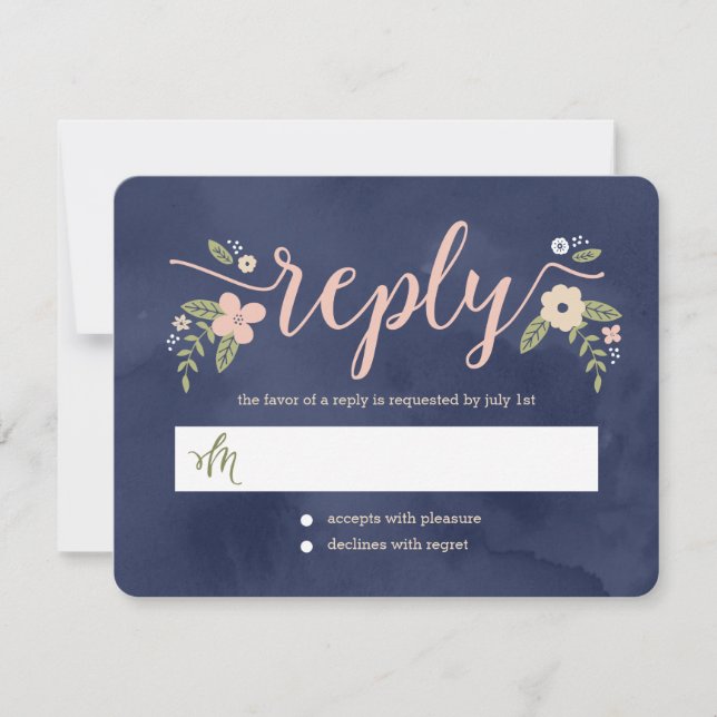 Carte de réponse du Mariage couleur modifiable de  (Devant)