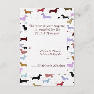 Carte de réponse du Mariage Cute Dachshund