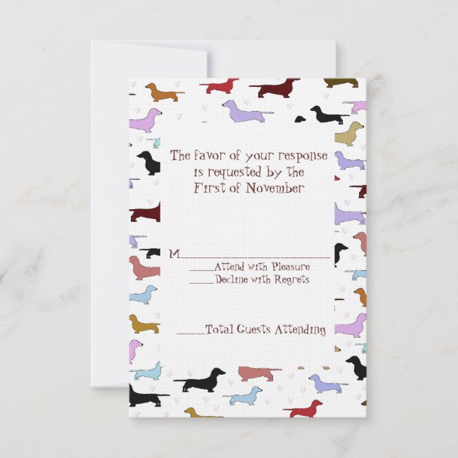 Carte de réponse du Mariage Cute Dachshund (Devant)