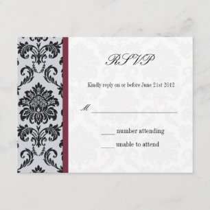 Carte de réponse du Mariage Damask Burgundy