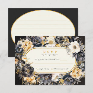 Carte de réponse du Mariage de Black Peonder RSVP
