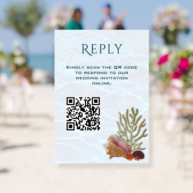 Carte de réponse du Mariage de code QR Living Seas (Créateur téléchargé)