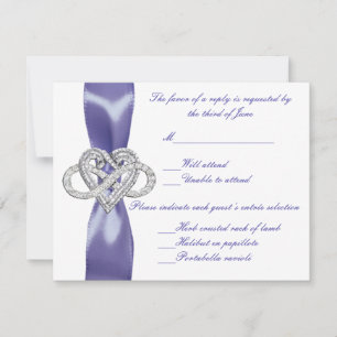 Carte de réponse du Mariage de coeur Purple Blue I