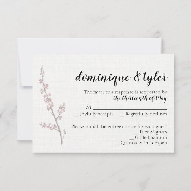 Carte de réponse du Mariage de couleur d'aquarelle (Devant)