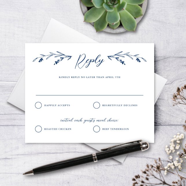 Carte de réponse du Mariage de Fleur sauvage bleu  (Créateur téléchargé)
